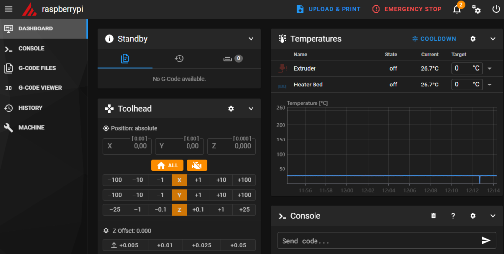 web интерфейс mainsail
